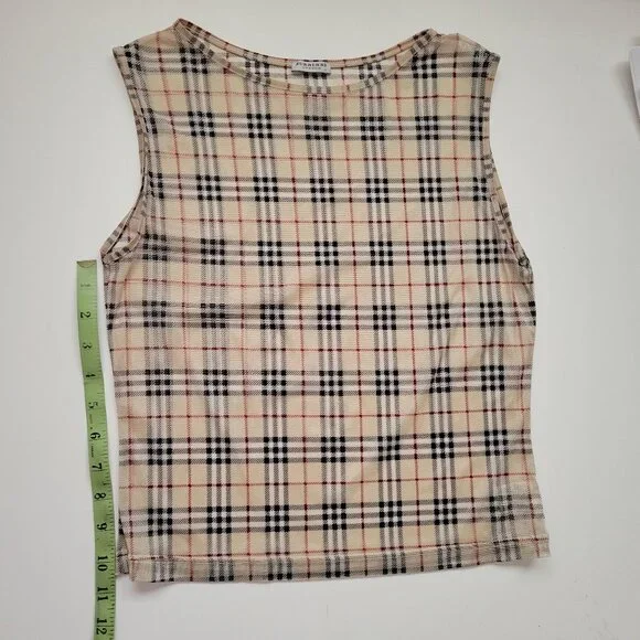 BURBERRY LONDON Vintage Nova Check Sheer Cropped Tank Top - Size: S - Picture 7 of 10